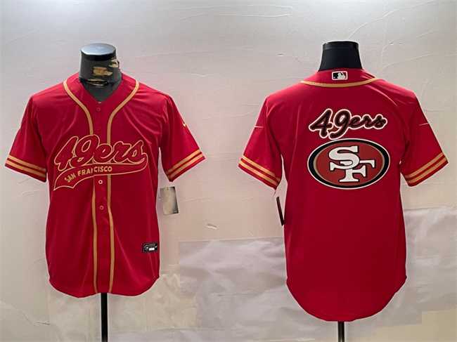 Men%27s San Francisco 49ers Team Big Logo Red Cool Base Stitched Baseball Jersey->san francisco 49ers->NFL Jersey